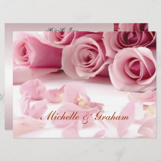 結婚ピンクの花人気があるエレガント招待状 招待状 (正面/裏面)