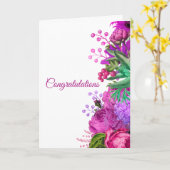結婚ピンクフローラ水彩祝い カード (黄色い花)
