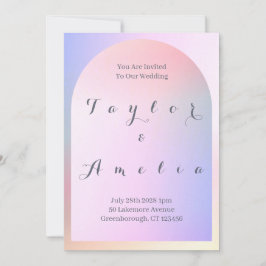 結婚ピンク薄紫グラデーションアーチ 招待状