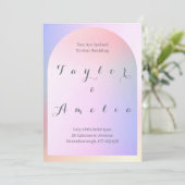 結婚ピンク薄紫グラデーションアーチ 招待状 (スタンド正面)