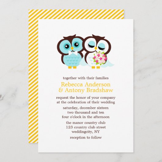 結婚フクロウ 招待状 (正面/裏面)