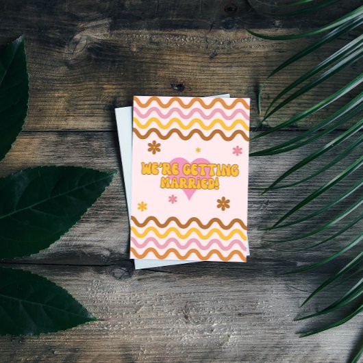 結婚フラワーパワー60の70のレトロ 招待状