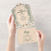 結婚フローラアールヌーボー オールインワン招待状 (貼ってはがせる)