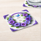 結婚フローラリース スクエアペーパーコースター (アングル)