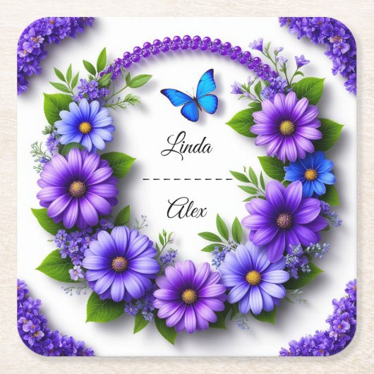 結婚フローラリース スクエアペーパーコースター (正面)