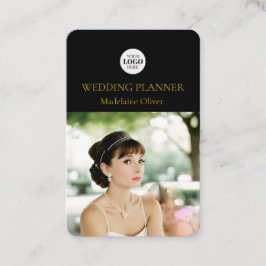結婚プランナー 写真付きQRコード ブラック 名刺