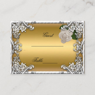 結婚プレイスカード ゴールドクリームローズ シルバー ホワイト プレイスカード