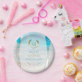 結婚プレート | モノグラムモダン幾何学的ビーチ ペーパープレート (パーティー)