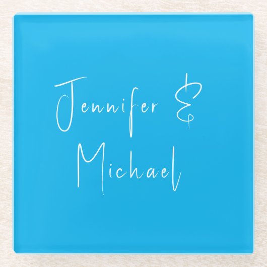 結婚プロフェッショナルスクラシカルカイブルー ガラスコースター (正面)