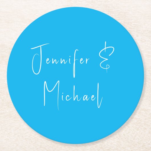 結婚プロフェッショナルスクラシカルカイブルー ラウンドペーパーコースター (正面)