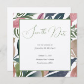 結婚プロフェッショナルミニマルかわいいフローラ セーブザデート (正面/裏面)