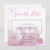 結婚プロフェッショナルミニマルフローラモダン セーブザデート (正面/裏面)