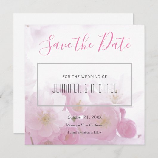 結婚プロフェッショナルミニマルフローラモダン セーブザデート (正面/裏面)