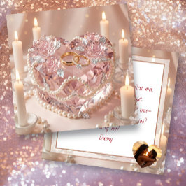 結婚プロポーズ | 結晶のハートのケーキと指輪 カード