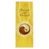 結婚ボトル抱き枕金ゴールドインヤン調和鳩 ワインギフトバッグ (裏面)