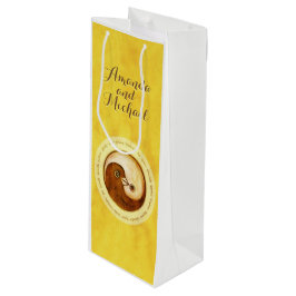 結婚ボトル抱き枕金ゴールドインヤン調和鳩 ワインギフトバッグ