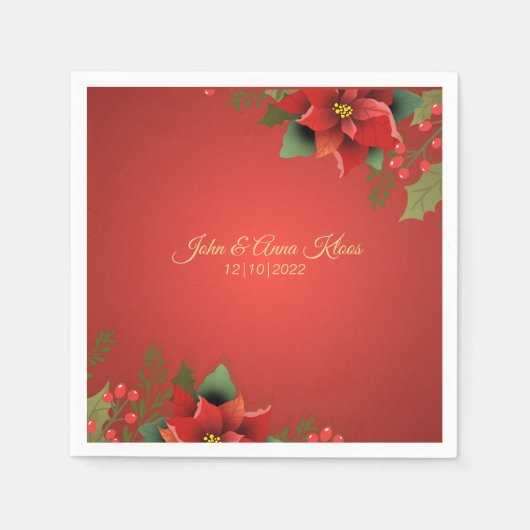 結婚ポインセチア・ナプキンス スタンダードカクテルナプキン (正面)