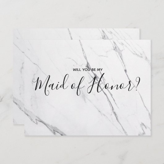 結婚メイド・オブ・オーナー(花嫁付き添い人) |白い大理石はがき インビテーションポストカード (正面/裏面)