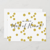 結婚メイド・オブ・オーナー（花嫁付き添い人） |金ゴールド紙吹雪はがき インビテーションポストカード (正面/裏面)