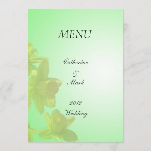 結婚メニュー黄色いチューリップ花 メニュー (正面)