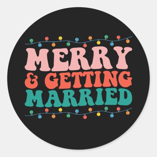 結婚メリーカップルのクリスマス・グルービー ラウンドシール (正面)