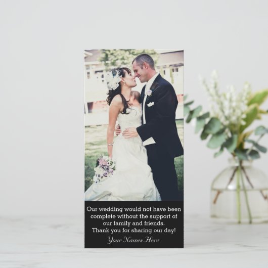 結婚メ感謝していッセージ付きのフォトカード サンキューカード (スタンド正面)