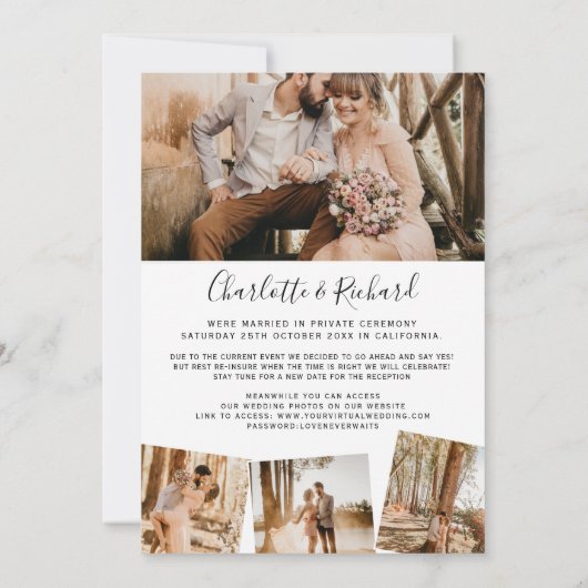 結婚モダンたった今結婚しました5枚 案内状 (裏面)