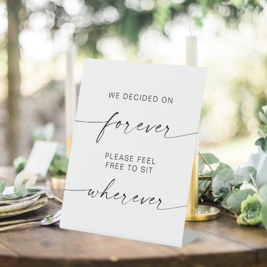 結婚モダンどこにでも座って永遠に決めた 台座サイン