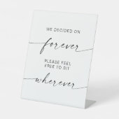 結婚モダンどこにでも座って永遠に決めた 台座サイン (正面)