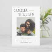 結婚モダンのオリーブグリーン金ゴールドありがとう 招待状 (スタンド正面)