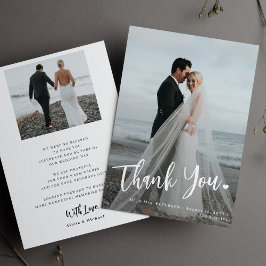 結婚モダンの写真オーバーレイ2枚シンプル サンキューカード