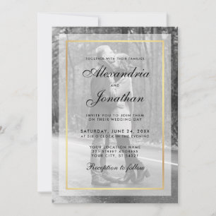 結婚モダンの写真招待状 – オーバーレイBWG 招待状