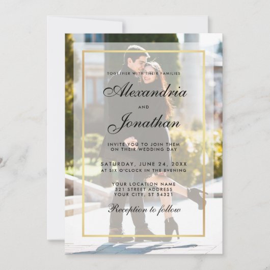 結婚モダンの写真招待状 – オーバーレイG 招待状 (正面)