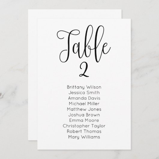 結婚モダンの座席表テーブクラシックル計画 招待状 (正面/裏面)