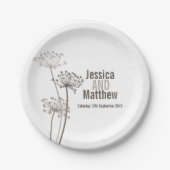 結婚モダンの花カスタム紙プレート ペーパープレート (正面)