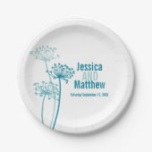 結婚モダンの花カスタム紙プレート ペーパープレート (正面)