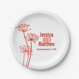 結婚モダンの花カスタム紙プレート ペーパープレート