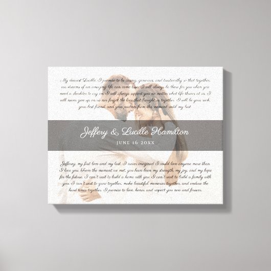 結婚モダンの誓い結婚記念写真 キャンバスプリント (正面)