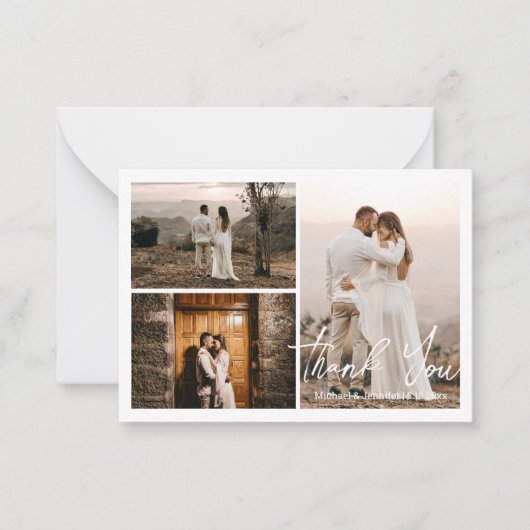 結婚モダンの3枚の写真が集感謝してい ノートカード (正面)