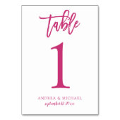 結婚モダンカジュアル |ブラシスクリプト（マゼンタ） 1 テーブルナンバー (裏面)