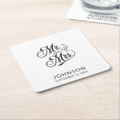 結婚モダンクラシック白黒御夫妻 スクエアペーパーコースター (アングル)