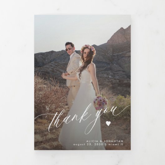 結婚モダン感謝していの写真数々のコラージカード 三つ折り招待状 (カバー)