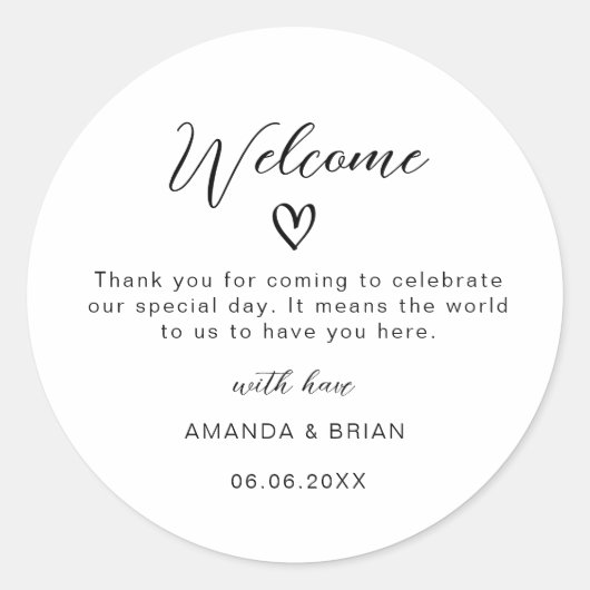 結婚モダン歓迎バッグ感謝していギフト ラウンドシール (正面)