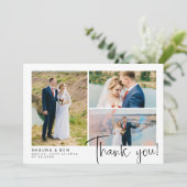 結婚モダン3 Photo Collage Thank You サンキューカード (スタンド正面)