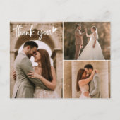 結婚モダン3 Photo Collage Thank You ポストカード (正面)
