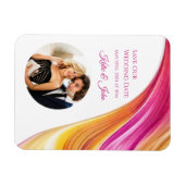 結婚モダン – フォトピンクオレンジ色 – 黄色 マグネット (横)