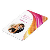 結婚モダン – フォトピンクオレンジ色 – 黄色 マグネット (左側)