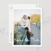 結婚モダン、日付の保存、写真 案内ポストカード (正面/裏面)