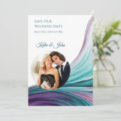 結婚モダン-Photo-Purpleとティール（緑がかった色）- セーブザデート (スタンド正面)