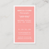 結婚モダンPhoto Collageエレガント - Coral Pink 名刺 (裏面)